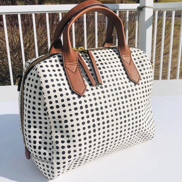 Fossil Bags Fossil Black White Polka Dots Structured Handbag Poshmark